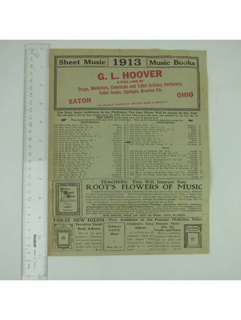 McKinley Music Co Catalog Sheet Music G.L. Hoover Eaton Ohio Antique 1913 RARE